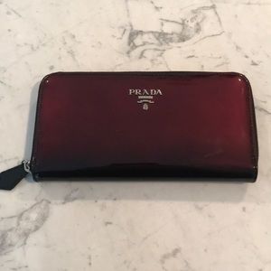 Ombré Patent Leather Prada Wallet